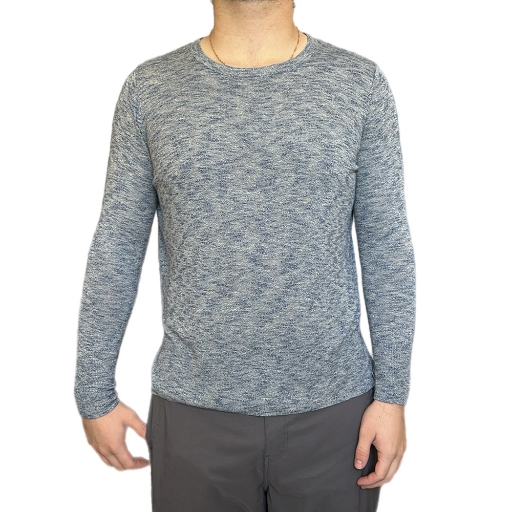 Vince Marled Blue Linen Blend Crewneck Sweater Men's Size L